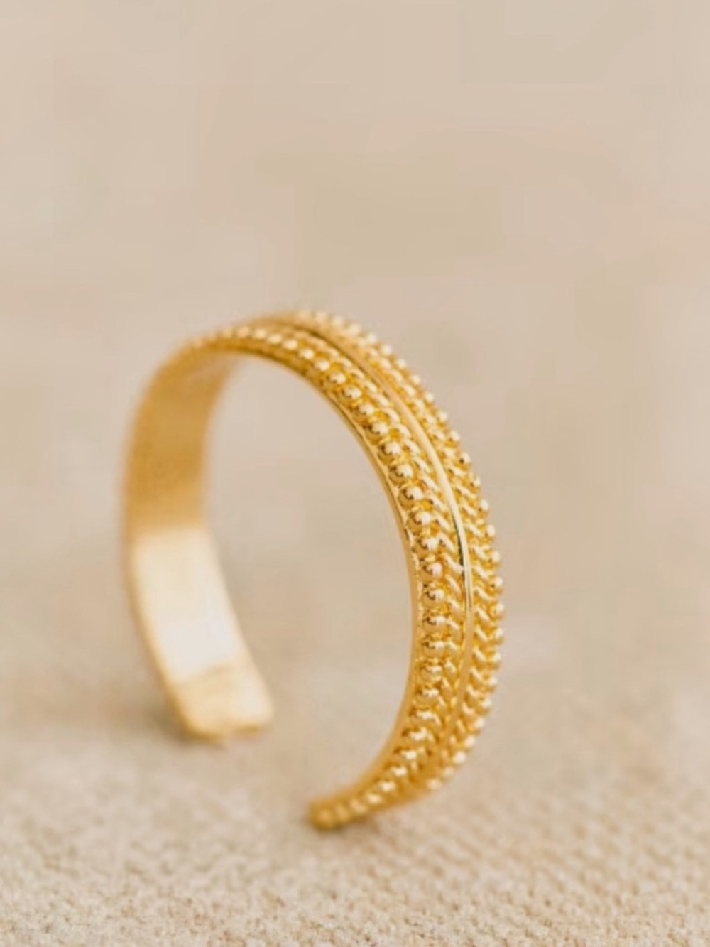 Sezane Gold Beaded Textured Open Ring